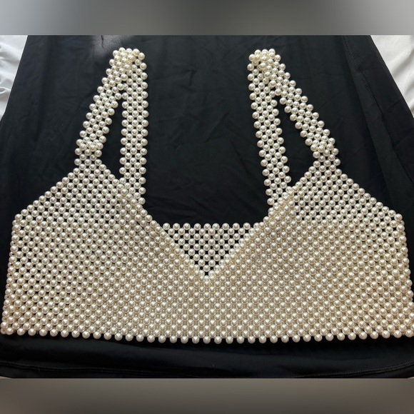 Elegant Pearl Beaded Crop Top - Picture 1 of 2